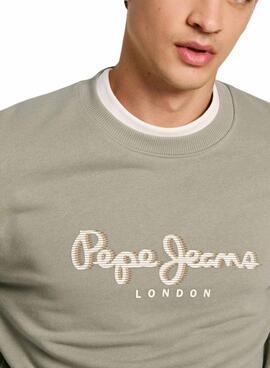 Sweatshirt Pepe Jeans Saul Crew verte pour homme