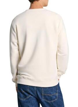 Sweatshirt Pepe Jeans Sander blanc cassé pour homme