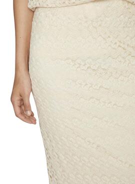 Jupe au crochet Vila Vilaura beige pour femme