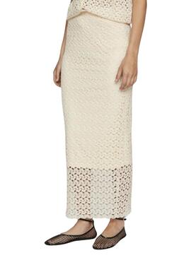 Jupe au crochet Vila Vilaura beige pour femme