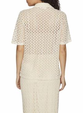 Chemise crochet Vila Vilaura beige pour femme