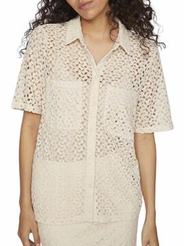 Chemise crochet Vila Vilaura beige pour femme