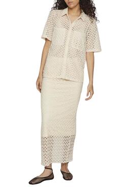 Chemise crochet Vila Vilaura beige pour femme