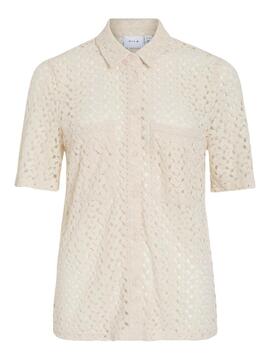 Chemise crochet Vila Vilaura beige pour femme