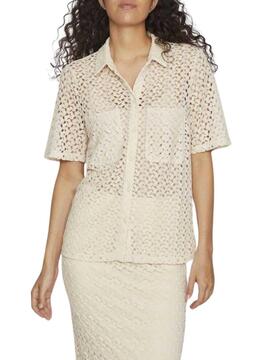 Chemise crochet Vila Vilaura beige pour femme