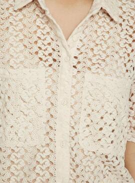 Chemise crochet Vila Vilaura beige pour femme