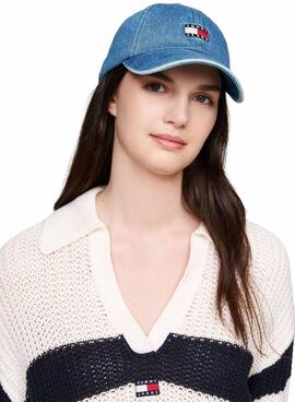 Casquette Tommy Jeans Heritage en jean bleu pour femme et homme