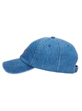 Casquette Tommy Jeans Heritage en jean bleu pour femme et homme