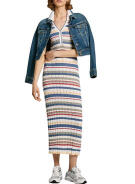 Robe Pepe Jeans Iris à rayures multicolores pour femme