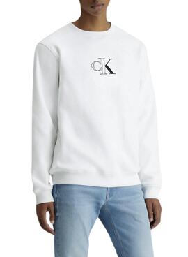 Sweatshirt Calvin Klein Jeans Outline Monologue blanc pour homme.