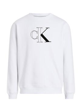 Sweatshirt Calvin Klein Jeans Outline Monologue blanc pour homme.