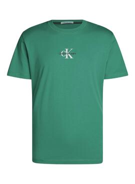 T-shirt Calvin Klein Jeans Monologue vert pour homme.