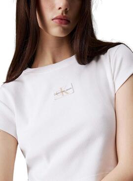 T-shirt Calvin Klein Jeans Slim blanc pour femme