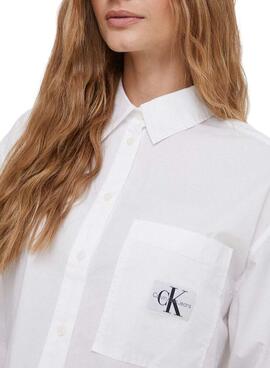 Chemise Calvin Klein Jeans en popeline blanc pour femme