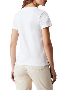 T-shirt Calvin Klein Jeans blanc monologue slim pour femme.