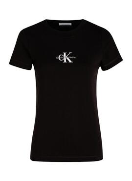 T-shirt Calvin Klein Jeans monologue slim noir pour femme