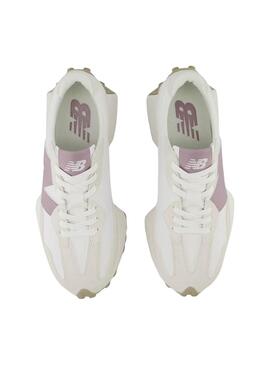 Chaussures New Balance 327 blanches et roses pour femmes