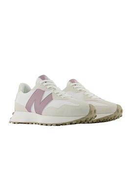 Chaussures New Balance 327 blanches et roses pour femmes