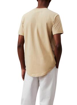 T-shirt Calvin Klein Turn Up beige pour homme