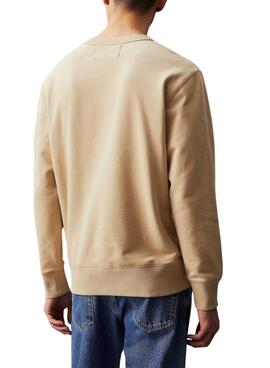 Sweat à capuche Calvin Klein Badge beige pour homme