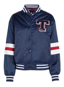 Veste bombardier Tommy Jeans Letterman bleue pour femme