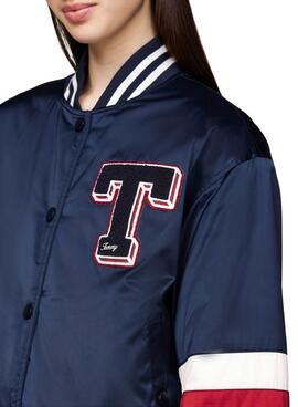 Veste bombardier Tommy Jeans Letterman bleue pour femme