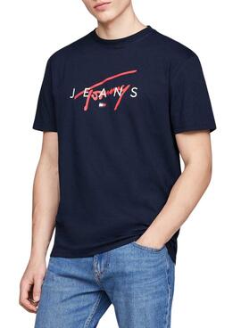 T-shirt Tommy Jeans Signature Twist marine pour homme