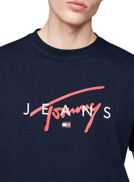 T-shirt Tommy Jeans Signature Twist marine pour homme