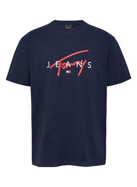 T-shirt Tommy Jeans Signature Twist marine pour homme