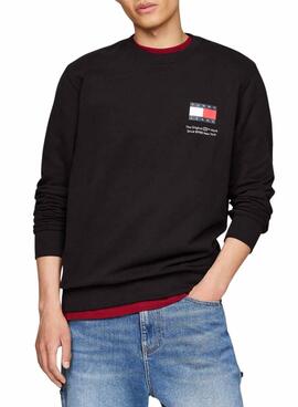 Sweatshirt Tommy Jeans Flag Crew noir pour homme