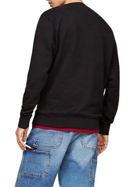 Sweatshirt Tommy Jeans Flag Crew noir pour homme