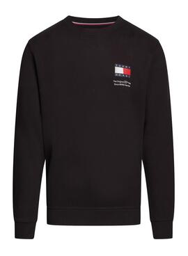 Sweatshirt Tommy Jeans Flag Crew noir pour homme