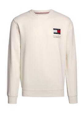 Sweatshirt Tommy Jeans Flag Crew beige pour homme