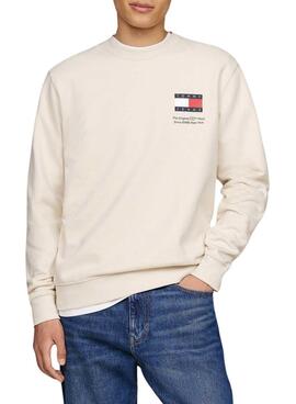 Sweatshirt Tommy Jeans Flag Crew beige pour homme