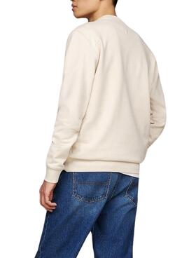 Sweatshirt Tommy Jeans Flag Crew beige pour homme