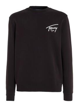 Sweatshirt Tommy Jeans Logo Signature Crew noir pour homme