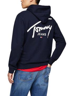 Sweat à capuche Tommy Jeans Logo Signature marine pour homme