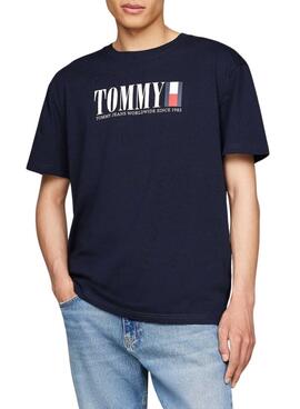 T-shirt Tommy Jeans regular flag bleu marine pour homme