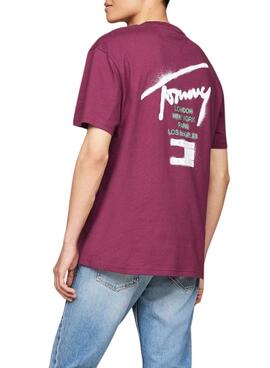 T-shirt Tommy Jeans graffiti violet pour homme