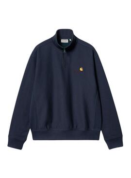 Sweat à capuche Carhartt American Script à fermeture éclair marine pour homme