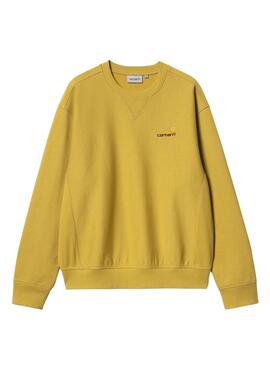 Sweatshirt Carhartt American Script jaune pour homme.