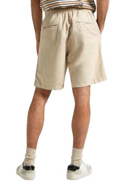 Shorts Pepe Jeans en lin beige pour hommes.