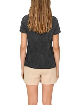 T-shirt Only Lucy teinte en noir pour femme