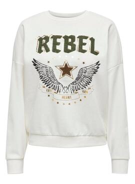 Sweat-shirt Only Layla beige pour femme