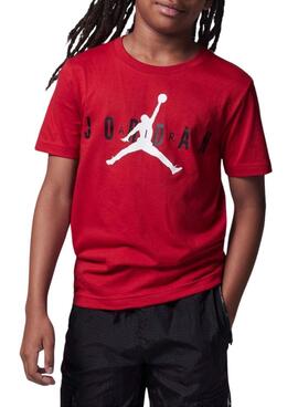 T-shirt Jordan Brand rouge pour garçon et fille.