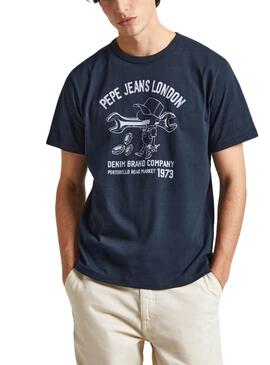 T-shirt Pepe Jeans Cedric Marino pour Homme