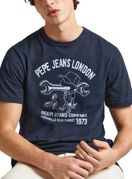 T-shirt Pepe Jeans Cedric Marino pour Homme