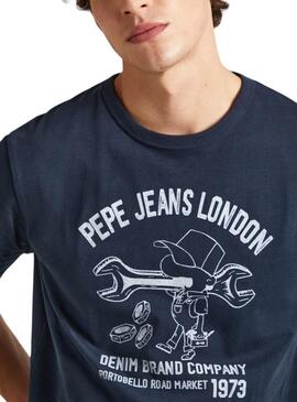 T-shirt Pepe Jeans Cedric Marino pour Homme