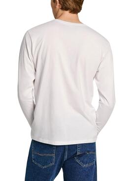 T-Shirt Pepe Jeans Eggo Long Blanc pour Homme