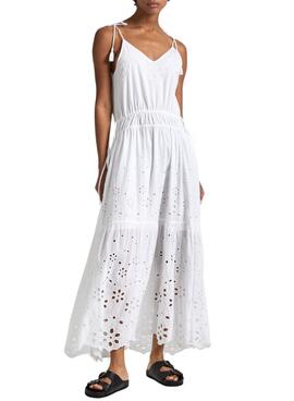 Robe Pepe Jeans Dusana Blanc Pour Femme